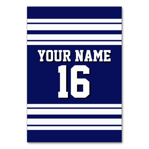 Navy Blue White Team Jersey Custom Number Name Table Number