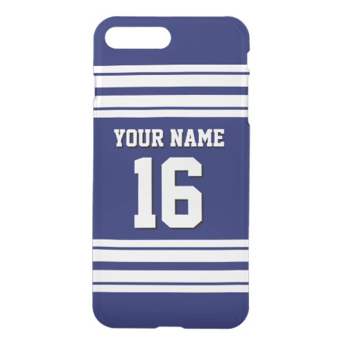 Navy Blue White Team Jersey Custom Number Name iPhone 8 Plus7 Plus Case