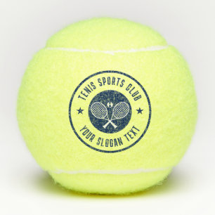Navy-Blue White Tennis Theme Club Name Tennis Balls