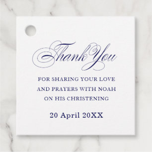 Navy Blue White Thank You Favor Tags