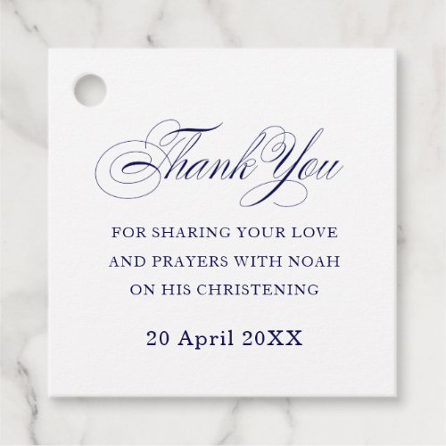 Navy Blue White Thank You Favor Tags