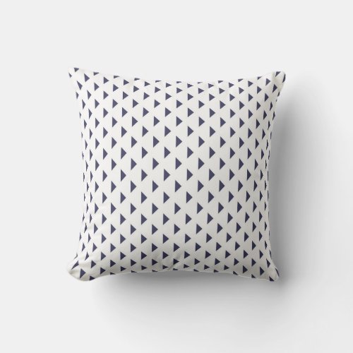 Navy Blue White Triangle Geometric Pattern Throw Pillow