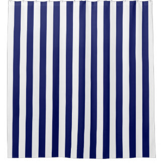 Navy Blue White Vertical Stripe NL #0 Shower Curtain