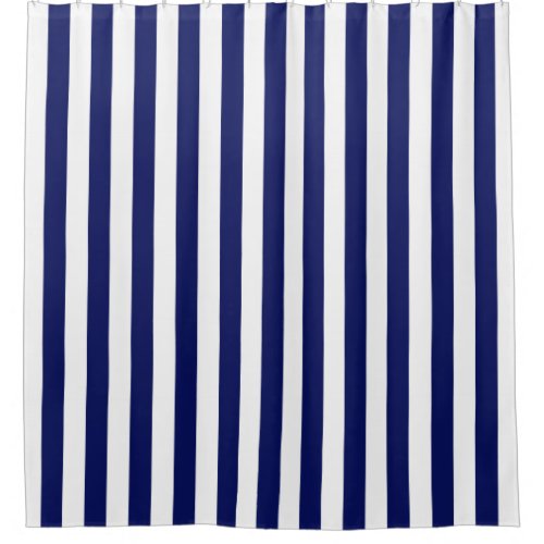 Navy Blue White Vertical Stripe NL 0 Shower Curtain