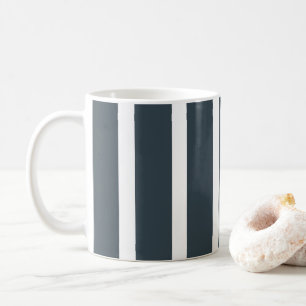 Navy Blue White Vertical Stripes Pattern Coffee Mug