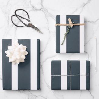 Navy Blue White Vertical Stripes Pattern