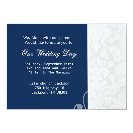 Navy Blue & White Vintage Wedding Invites