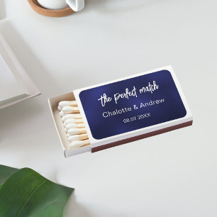 Navy blue white wedding perfect match matchbox