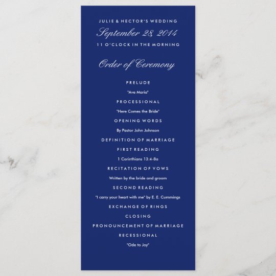 Navy Blue & White Wedding Program Template | Zazzle.com