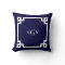 Navy Blue Wht Greek Key #2 Framed 3 Init Monogram