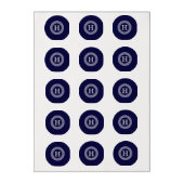 Navy Blue Wht Greek Key Rnd Frame Initial Monogram Edible Frosting Rounds (Sheet)