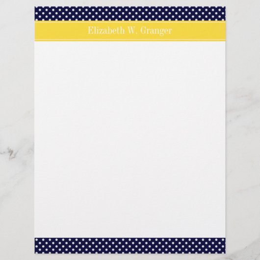 Navy Blue Wht Polka Dots Pineapple Name Monogram (Front)
