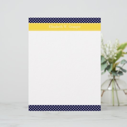 Navy Blue Wht Polka Dots Pineapple Name Monogram (Standing Front)