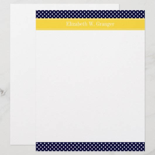 Navy Blue Wht Polka Dots Pineapple Name Monogram (Front/Back)