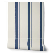 Navy Blue Wide Grain Sack Stripe