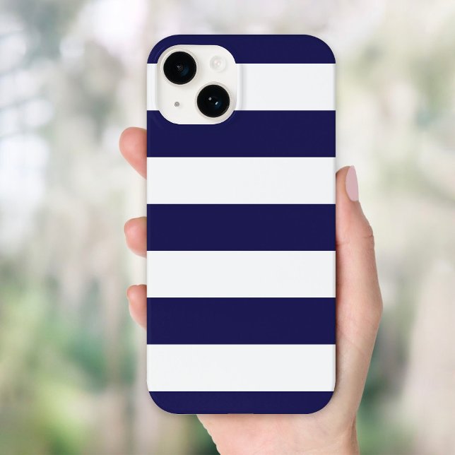 Navy Blue Wide Stripe iPhone Case (Creator Uploaded)