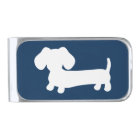 Navy Blue Wiener Dog Cash Money Clip