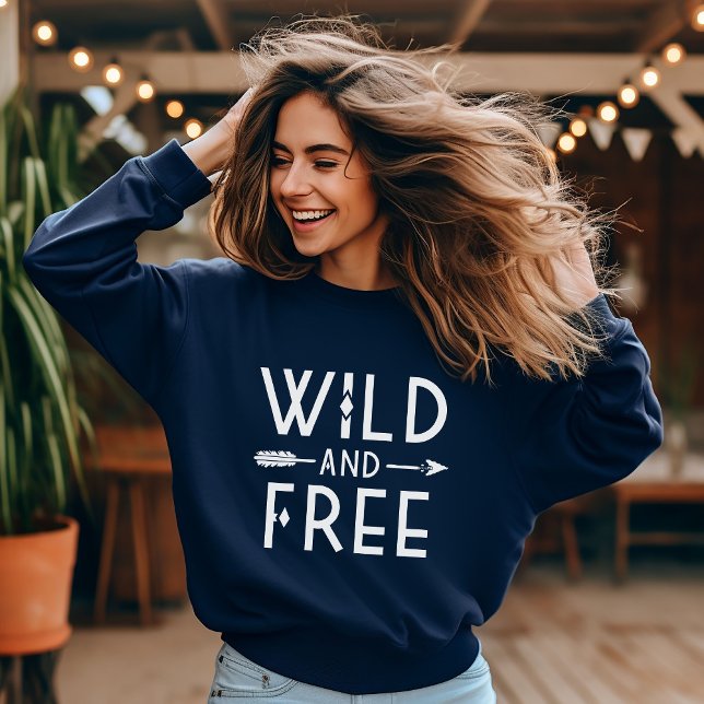 Navy Blue Wild and Free Sweatshirt (Creator Uploaded)