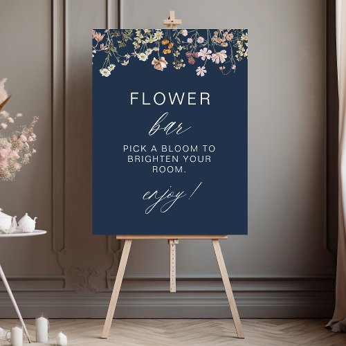 Navy Blue Wildflower Baby Shower Flower Bar Foam Board by Pretty Girly Designs