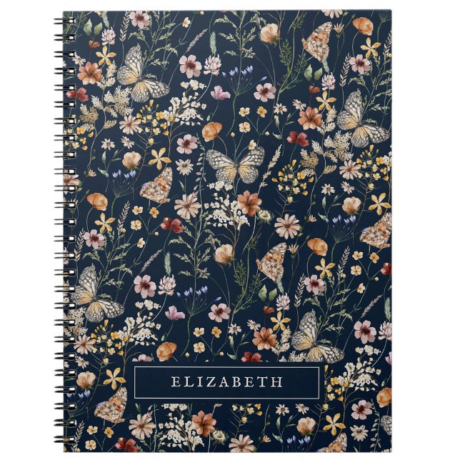 Navy Blue Wildflower Notebook (Navy Blue Boho Wildflower Notebook by Painted Paperie
)