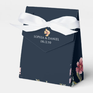 Navy Blue Wildflower Wedding Favor Box