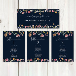 Navy Blue Wildflowers Wedding Head Table Sign