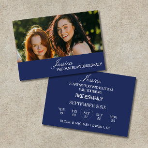 Navy Blue Will You Be My Bridesmaid Proposal Card