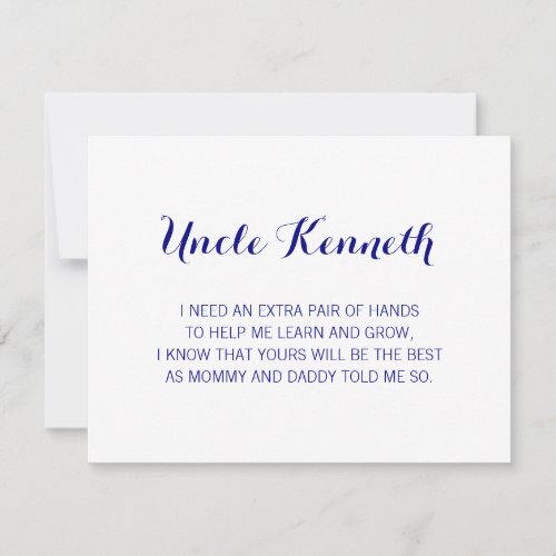 Navy Blue Will You Be My Godfather Proposal Invitation