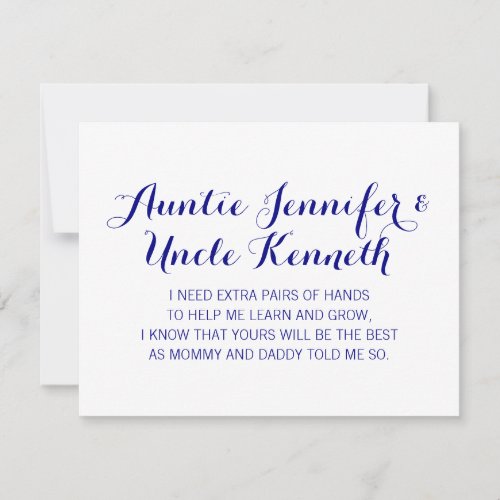 Navy Blue Will You Be My Godparents Proposal Invitation