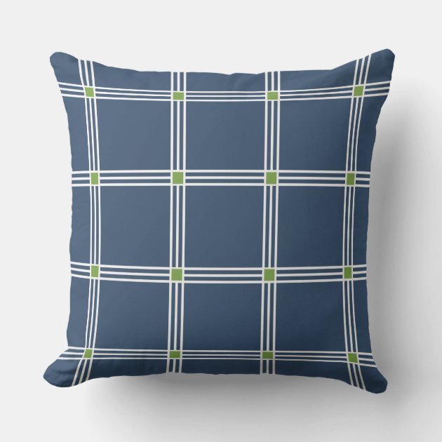 Navy Blue Windowpane Plaid Throw Pillow Zazzle