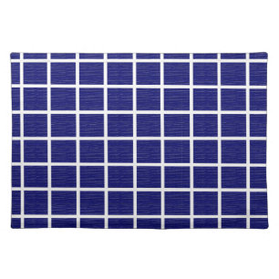 Navy Blue Windowpane Stripes Cloth Placemat
