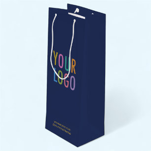 Navy Blue Wine Gift Bag Custom Logo Personalized