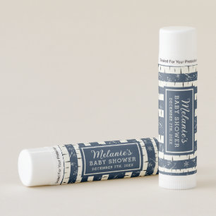 Navy Blue Winter Birch Baby Shower Lip Balm Favor