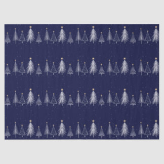 Navy Blue Winter Christmas Pine Trees Star Tissue Paper
