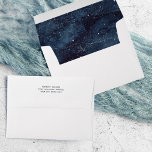 Navy Blue Winter Night Snow Scene Wedding Envelope<br><div class="desc">This envelope is able to be customized with your address and features a watercolor winter wonderland on the inside.</div>