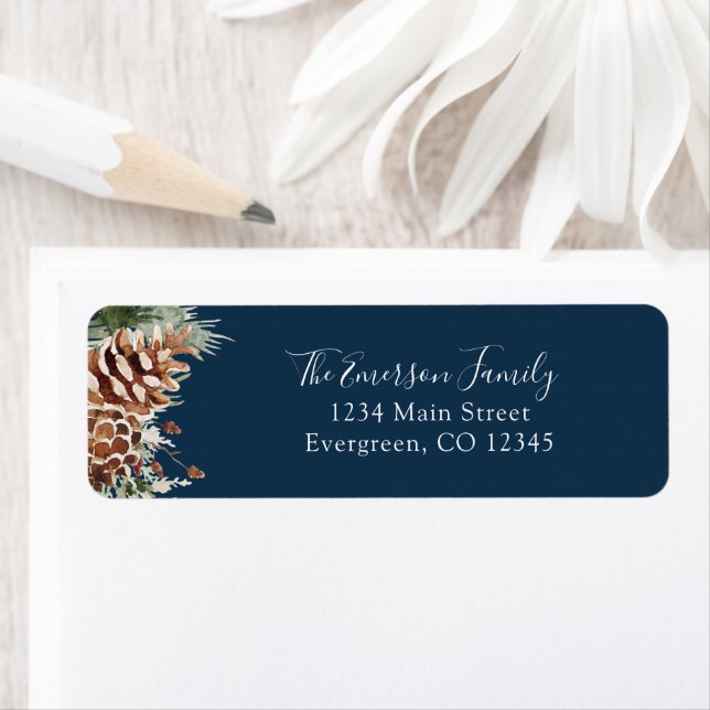 Navy Blue Winter Return Address label (Insitu)