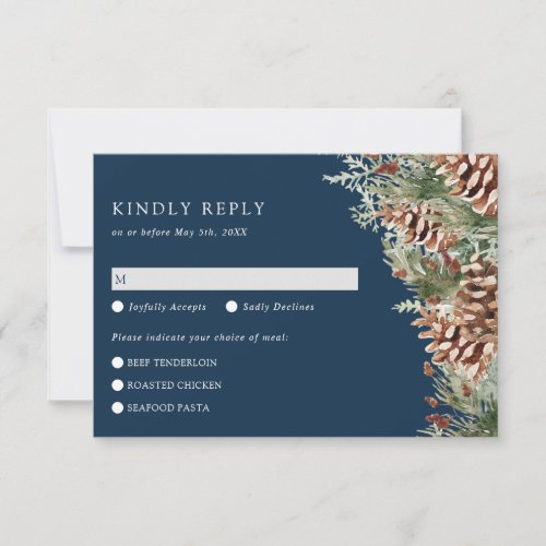 Navy Blue Winter RSVP Card