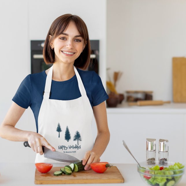 Navy Blue Winter Trees Adult Apron (Creator Uploaded)