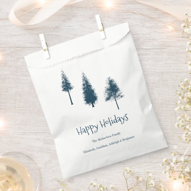 Navy Blue Winter Trees Favor Bag (Clipped)