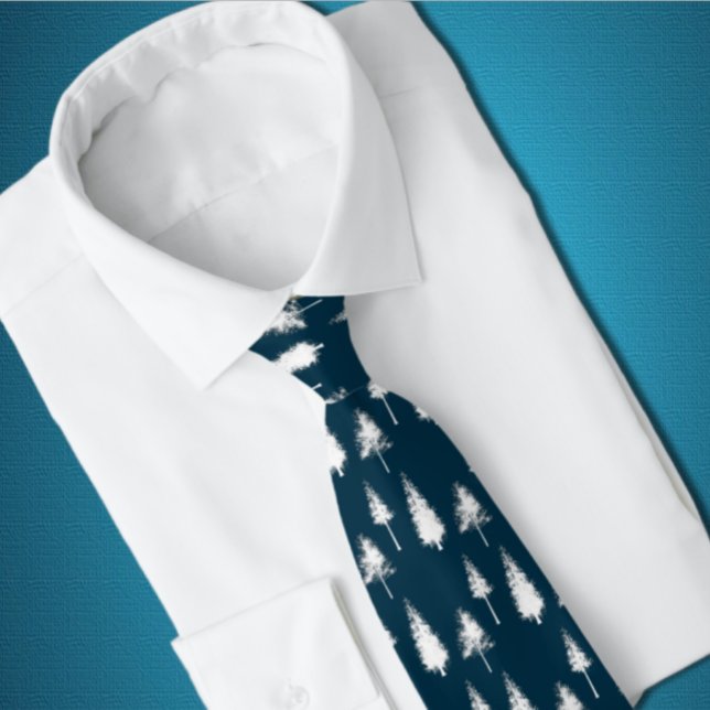 Navy Blue Winter Trees Neck Tie (Creator Uploaded)