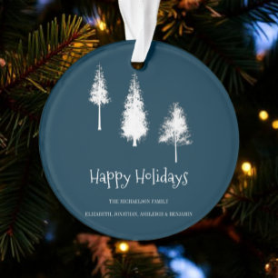 Navy Blue Winter Trees Ornament