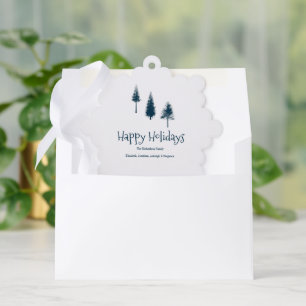 Navy Blue Winter Trees Ornament Card