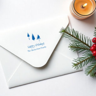 Navy Blue Winter Trees Self-inking Stamp
