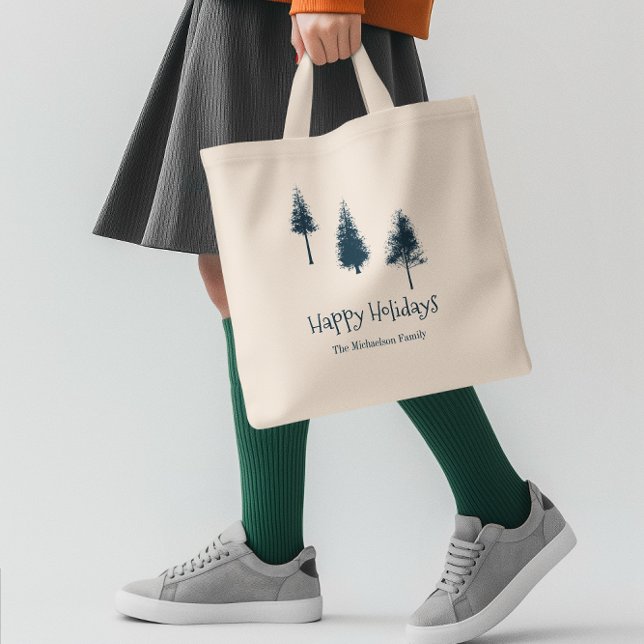 Navy Blue Winter Trees Tote Bag (Creator Uploaded)