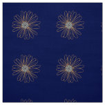 Navy blue with big tan light blue daisies pattern fabric