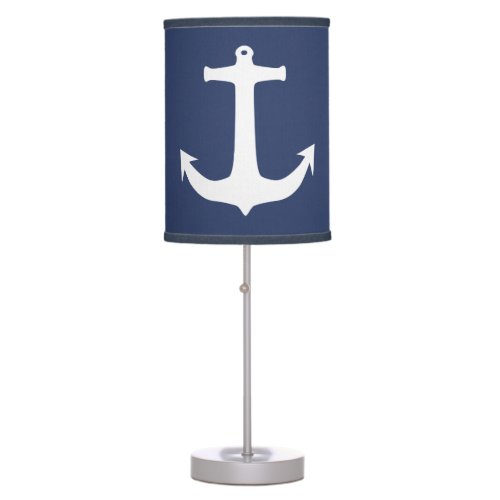 Navy Blue with Boat Anchor Nautical Theme Table Lamp