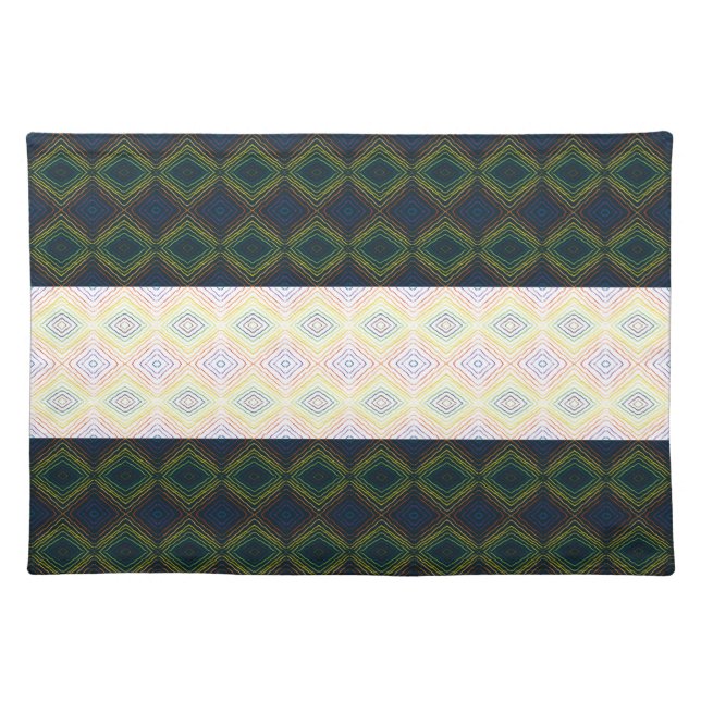 Navy Blue With Colourful Pattern Cloth Placemat (Front)
