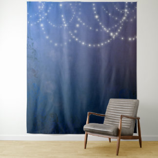 Navy Blue with Fairy Lights Photo Tapestry