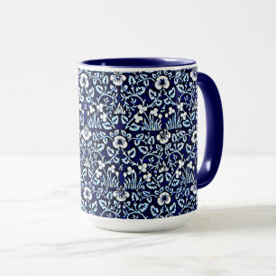 Navy blue with floral pattern mug