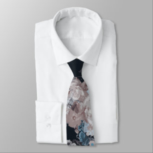 Navy blue with flowers neck tie